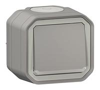 Legrand - Interruptor o de ida y vuelta luminoso impermeable Plexo 10A viene completo con luz indicadora para montaje aparente gris