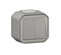 Legrand - Interruptor o marcha y vuelta impermeable Plexo 10A se entrega completo para montaje en color gris - embalaje plegable