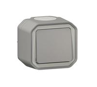 Legrand - Interruptor pulsador 10A - Plexo - Estanco IP55 - Control de iluminación completo listo para instalar - Montaje en superficie - Gris - 069720LE