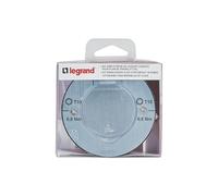 Legrand IP44 - Kit de toma de suelo redondo (acero inoxidable, impermeable, con solapa y caja para empotrar