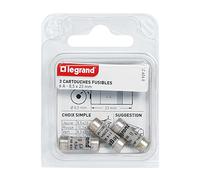 Legrand LEG92921 - Fusible de cartucho para portafusibles (8,5 x 23 mm, 6 A, 1380 W, con indicador de fusión)