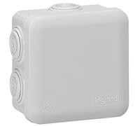 Legrand LEG94517 - Caja de derivación cuadrada (cierre con sistema de clip, 80 x 80 x 45 mm), color gris