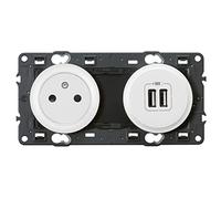 Legrand LEG99508 - Celia e2 zócalo con toma de tierra, matrimonial, usb, blanco