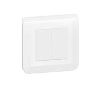 Legrand Mosaic - Interruptor doble o de ida y vuelta (10 A), color blanco completo con placa y fijación de garras
