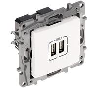 Legrand Niloe 764594 - Toma de corriente doble USB para empotrar con marco, color blanco