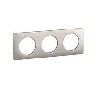 LEGRAND - Placa Céliane - Placa de acabado para enchufes e interruptores Céliane - 3 posiciones - Aluminio satinado