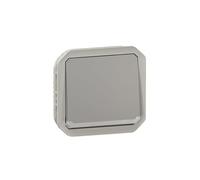 LEGRAND, Plexo 069540L - Pulsador (10 A, IP55 - IK 08, con función de control, 10 A), color gris