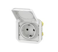 Legrand Enchufe Plexo 069640L Schuko 16A 250V IP44 blanco con tapa y protección táctil