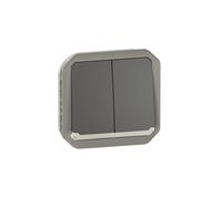 LEGRAND, Plexo 069806L - Interruptor de doble conmutación para ambientes húmedos, interruptor de doble cambio, botón y contacto intercambiable, iluminado, producto convertible 3-1, 10 A, 250 V, color
