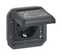 LEGRAND, Plexo 069818L - Enchufe para carga de vehículos eléctricos, 230 V, 16 A, IP55, conexión automática, estándar Schuko, tapa abatible integrada, marca E-Auto, color antracita