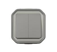 LEGRAND, Plexo New 069714L - Interruptor de serie (10 amperios, 250 V, IP55 - IK07, 2 palancas de accionamiento, 2 palancas, pinzas), color gris
