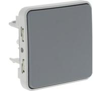 Legrand PLEXO New, interruptor de doble palanca para ambientes húmedos, montaje superficial, 5 en 1: interruptor de doble palanca/interruptor de cruce + pulsador con contacto auxiliar, interruptor de 