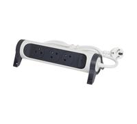 Legrand Premium Toma de Contacto 3x2P Con Cable de 3m Negro Blanco (Enchufe Europeo) - 049458 [5 Piezas]