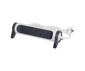 Legrand Premium Toma de Contacto 3x2P Con Cable de 3m Negro Blanco (Enchufe Europeo) - 049458 [5 Piezas]