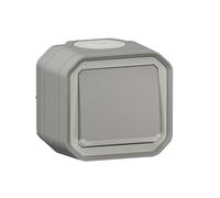 Legrand - Pulsador luminoso 10A - Plexo - Estanco IP55 - Control de iluminación completo listo para instalar - Montaje en superficie - Gris - 069722LE
