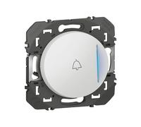 Legrand - Pulsador sencillo con indicador luminoso y timbre dooxie 6A 250V ~ acabado blanco - Embalaje blister
