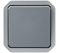 Legrand - Pulsador simple impermeable Plexo 10A para equipar una caja o placa soporte acabado gris
