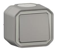 Legrand - Pulsador simple impermeable Plexo 10A viene completo para montaje en color gris