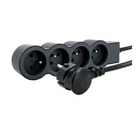 LEGRAND - Regleta de 4 Tomas de Corriente con Tierra (3 m), Color Negro y Gris Oscuro
