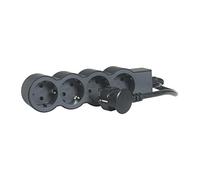Legrand Regleta de enchufes 694553 - 4 tomas 2P+T, cable 1,5 m, Negro/Gris oscuro