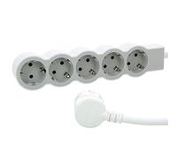 LEGRAND Regleta de enchufes, Base múltiple con 5 Tomas de Corriente 2P+T, Cable 5 m, Color Blanco/Gris Claro 694571