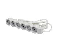 Legrand Regleta de enchufes 694557 – 6 tomas 2P+T, cable 1,5 m Blanco/Gris claro