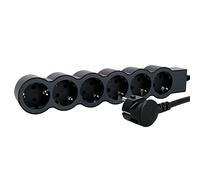 Legrand Regleta de enchufes 694558 - 6 tomas 2P+T, cable 1,5 m, negro/gris oscuro