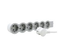 LEGRAND Regleta de enchufes, Base múltiple con 6 Tomas de Corriente 2P+T, Cable 3m, Color Blanco/Gris Claro 694565