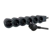 LEGRAND Regleta de enchufes, Base múltiple con 6 Tomas de Corriente 2P+T, Cable 3m, Color Negro/Gris Oscuro 694566