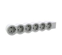 LEGRAND Regleta de enchufes, Base múltiple con 6 Tomas de Corriente 2P+T, sin Cable, Color Blanco/Gris Claro 694579