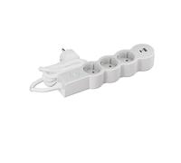 LEGRAND Regleta de enchufes, Base múltiple con Interruptor, con 3 Tomas 2P+T y USB C, Cable 1,5m, Blanco y Gris Claro 694424