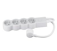 LEGRAND Regleta de enchufes, Base múltiple con Interruptor, con 4 Tomas 2P+T, Cable 3m, Blanco y Gris Claro 694436