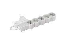 LEGRAND Regleta de enchufes, Base múltiple con Interruptor, con 5 Tomas 2P+T, Cable 3m, Blanco y Gris Claro 694438