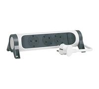 Legrand Regleta de enchufes 694527 - 3 tomas con interruptor, cable 1,5 m Blanco/Gris oscuro