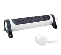 LEGRAND Regleta de enchufes, con Interruptor, Base múltiple con 3 Tomas de Corriente, Cable de 3 m, Color Blanco/Gris Oscuro 694535