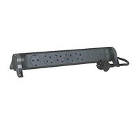Legrand Regleta 694514 – 5 tomas, USB-C, protección sobretensión, interruptor, 1,5 m, negro/gris