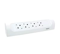 LEGRAND Regleta de enchufes en ángulo, Base múltiple con 4 Tomas de Corriente, sin Cable, Color Blanco 694503
