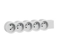 LEGRAND - Regleta de enchufes extraplanos para cablear, 5 enchufes con Tierra, sin Cable, sin Cables, sin Enchufe, Color Blanco y Gris Claro