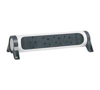 LEGRAND Regleta de enchufes giratoria con Interruptor, Base múltiple con 4 Tomas de Corriente 2P+T, sin Cable, Color Blanco/Gris Oscuro 694544
