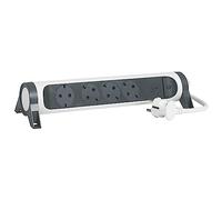 LEGRAND Regleta de enchufes con protección contra sobrecalentamiento reiniciable, con Interruptor, Base múltiple con 4 Tomas de Corriente, Cable de 1,5 m, Color Blanco/Gris Oscuro 694525