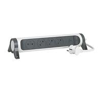 Legrand - Regleta giratoria con 4 Tomas de Corriente Surface, disyuntor e indicador de Carga - Blanco y Gris Oscuro