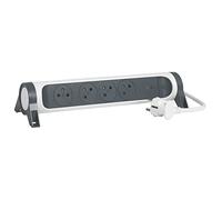 Legrand - Regleta giratoria con 4 Tomas de Corriente Surface, Interruptor y pararrayos - Blanco y Gris Oscuro