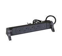 Legrand - Regleta giratoria con 4 Tomas de Corriente Surface, Interruptor y pararrayos - Negro y Gris Oscuro