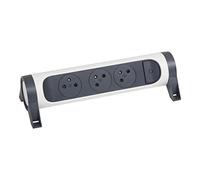 LEGRAND - Regleta giratoria con Interruptor de indicador LED, 3 Tomas de Superficie con Tierra, sin Cable, sin Enchufe, Color Blanco y Gris Oscuro