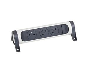 LEGRAND - Regleta giratoria con Interruptor de indicador LED, 3 Tomas de Superficie con Tierra, sin Cable, sin Enchufe, Color Blanco y Gris Oscuro