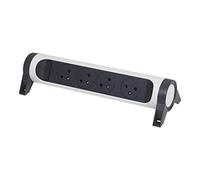 LEGRAND - Regleta giratoria con Interruptor de indicador LED, 4 Tomas de Superficie con Tierra, sin Cable, sin Enchufe, Color Blanco y Gris Oscuro