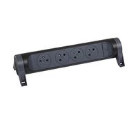 LEGRAND - Regleta giratoria con Interruptor de indicador LED, 4 Tomas de Superficie con Tierra, sin Cable, sin Enchufe, Color Negro y Gris Oscuro