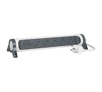 LEGRAND - Regleta giratoria con Interruptor de indicador LED, 6 Tomas de Superficie con Tierra, Cable de 3 m, Color Blanco y Gris Oscuro
