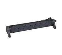 LEGRAND - Regleta giratoria con Interruptor de indicador LED, 6 Tomas de Superficie con Tierra, Cable de 1,5 m, Color Negro y Gris Oscuro