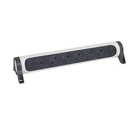LEGRAND - Regleta giratoria con Interruptor de indicador LED, 6 Tomas de Superficie con Tierra, sin Cable, sin Enchufe, Color Blanco y Gris Oscuro